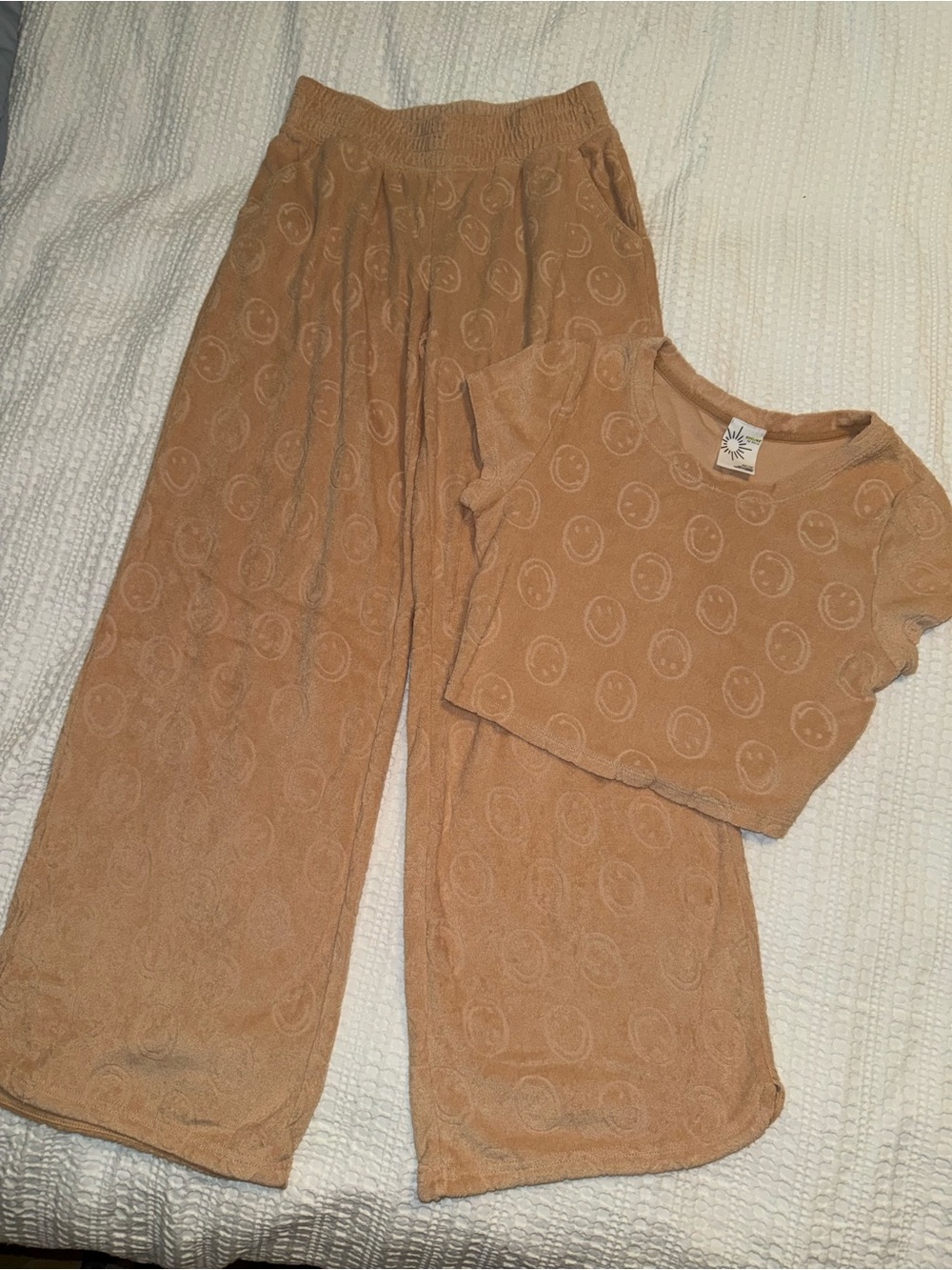 Aerie Offline Summer Lights Happy Face Terry Wide Leg Pant Women's Size XS